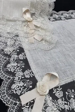 Più Venduto Set di 3 centri 100% lino e pizzo rebrodè art. Serena