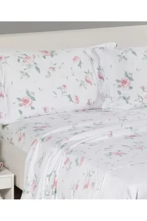 Professionale Completo lenzuola letto singolo in flanella Caleffi Rosa