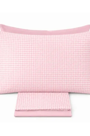 Completo lenzuola piazza e mezza percalle 100% cotone Maestri Cotonieri Vichy Prezzo Basso