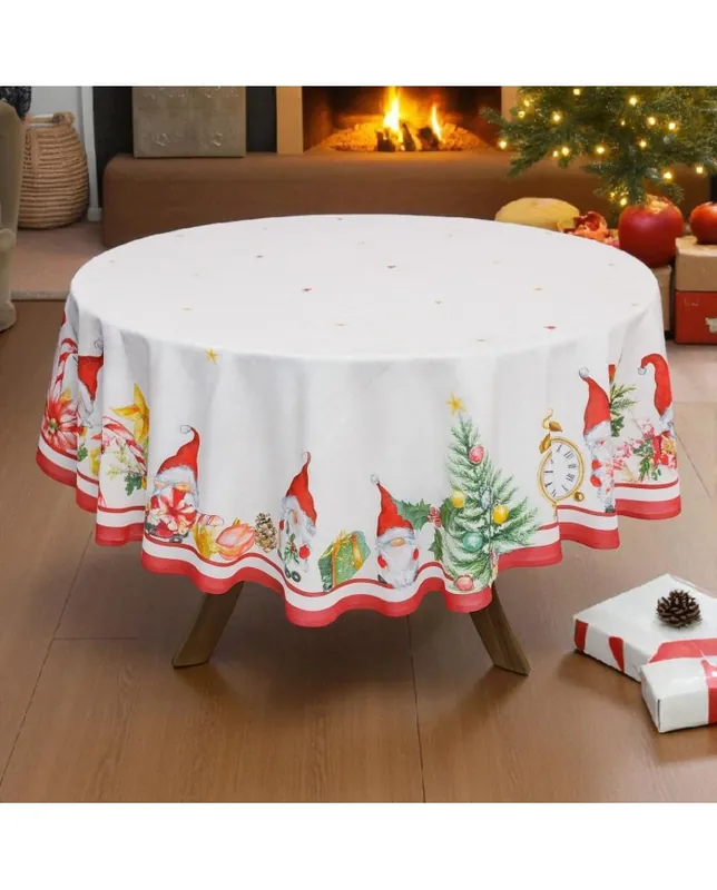Tovaglia di Natale TONDA Kiki Christamas Dis. 3 A Buon Prezzo
