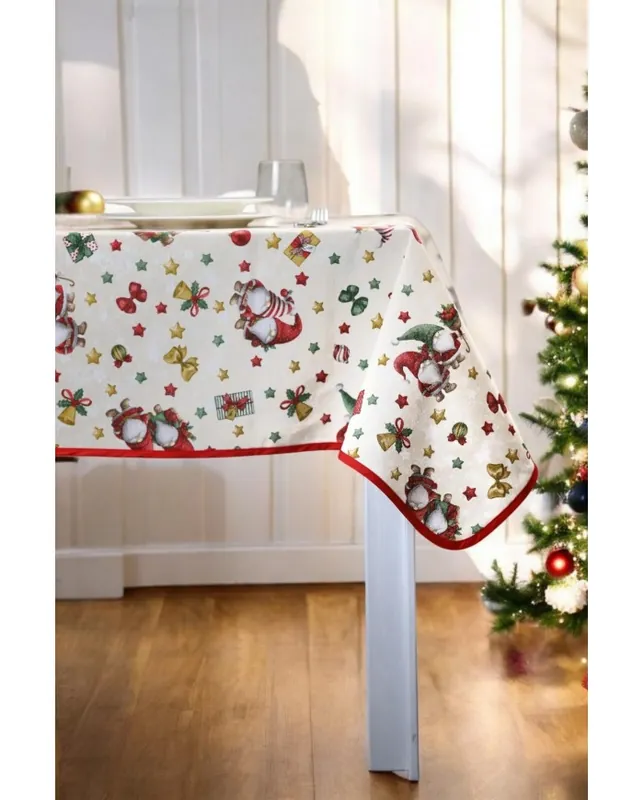 Ultime Pezzi Tovaglia di Natale 6 posti Folletti - Made in Italy