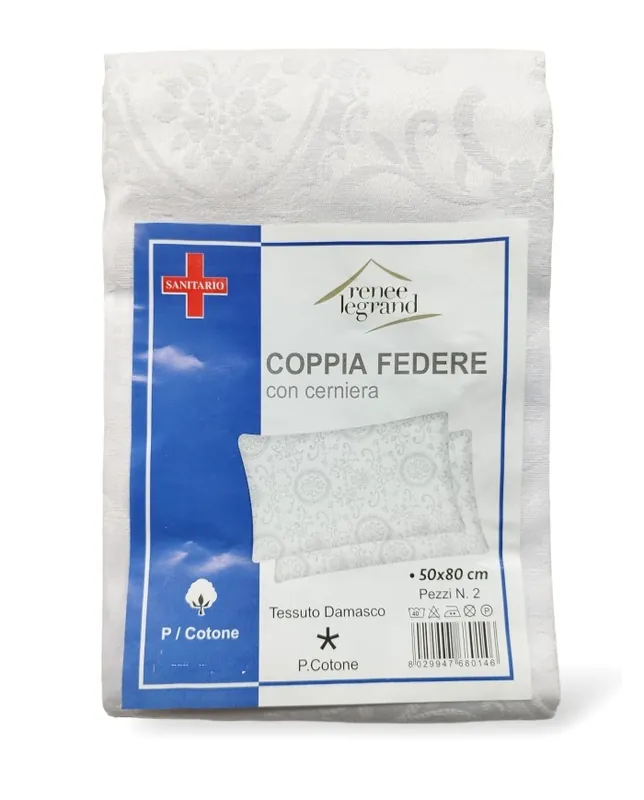 Coppia federe copricuscini in cotone damascato con cerniera Renee Legrand Bestseller