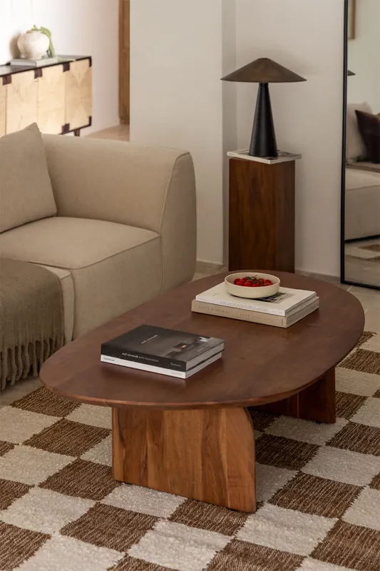 Tavolino da caffè 135x80 cm in legno di acacia Bedum Reso Gratuito