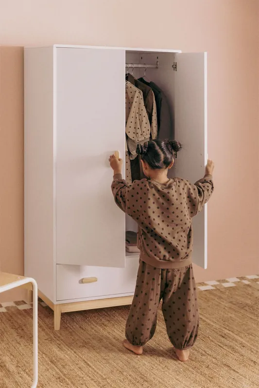 A Buon Prezzo Armadio con cassetto in MDF e legno di pino Tom Kids