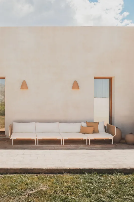 Set da giardino con divano modulare a 4 pezzi con 2 moduli angolari in acciaio Roubly Scelto Dai Clienti
