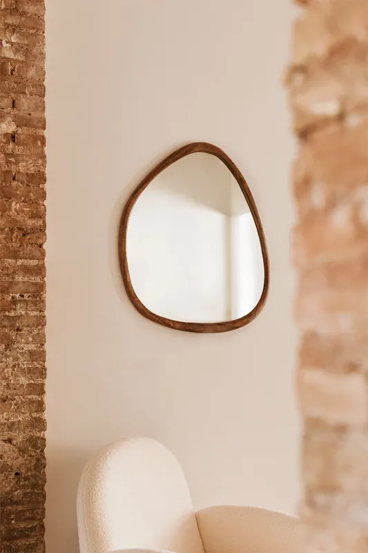 Esclusivo Specchio da parete irregolare 85x70 cm in legno di mango Dilian