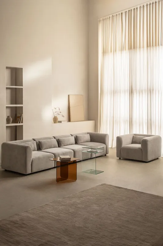 Set da soggiorno con divano modulare a 4 pezzi e poltrona Fogler Prezzo Scontato