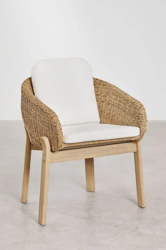 Confezione da 2 sedie da pranzo Leilan con braccioli in legno di acacia e rattan sintetico Compra Adesso