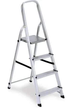 Scala in Alluminio 4 Gradini Robusta Scalini Max 150kg Sgabello Lavori Scaletta Super Prezzo