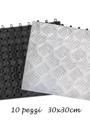 10 Piastrelle 30x30 Alluminio Antiscivolo Pavimento Esterno Giardino Mattonelle Offerta Del Giorno