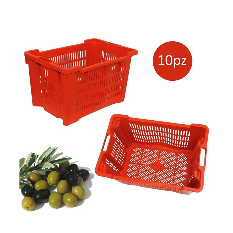 Prezzo Scontato 10 Ceste Raccolta Olive Cassetta Impilabile fondo Forato per Frutta Verdura Cassa Multiuso