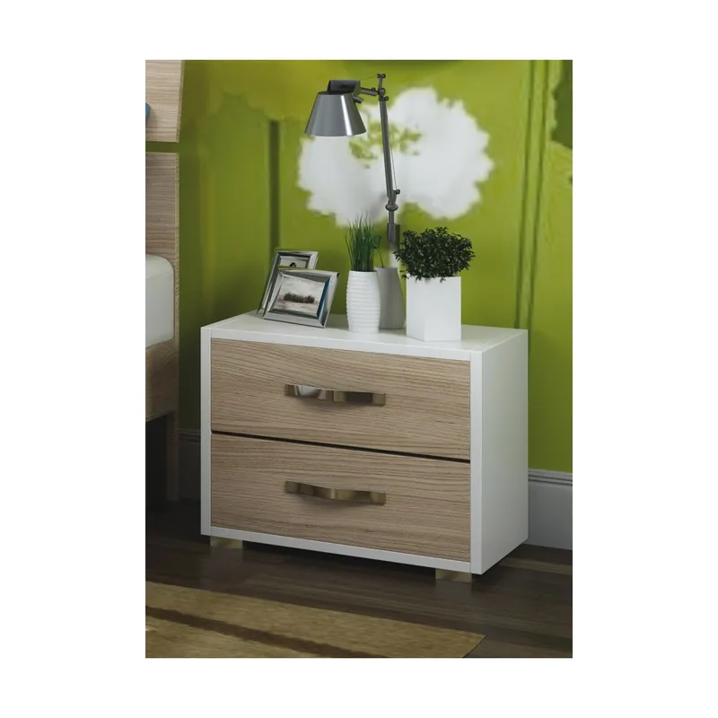 Mobile Comodino Bianco 2 Cassetti Design Camera da Letto Moderno Cameretta Bimbi Must-Have