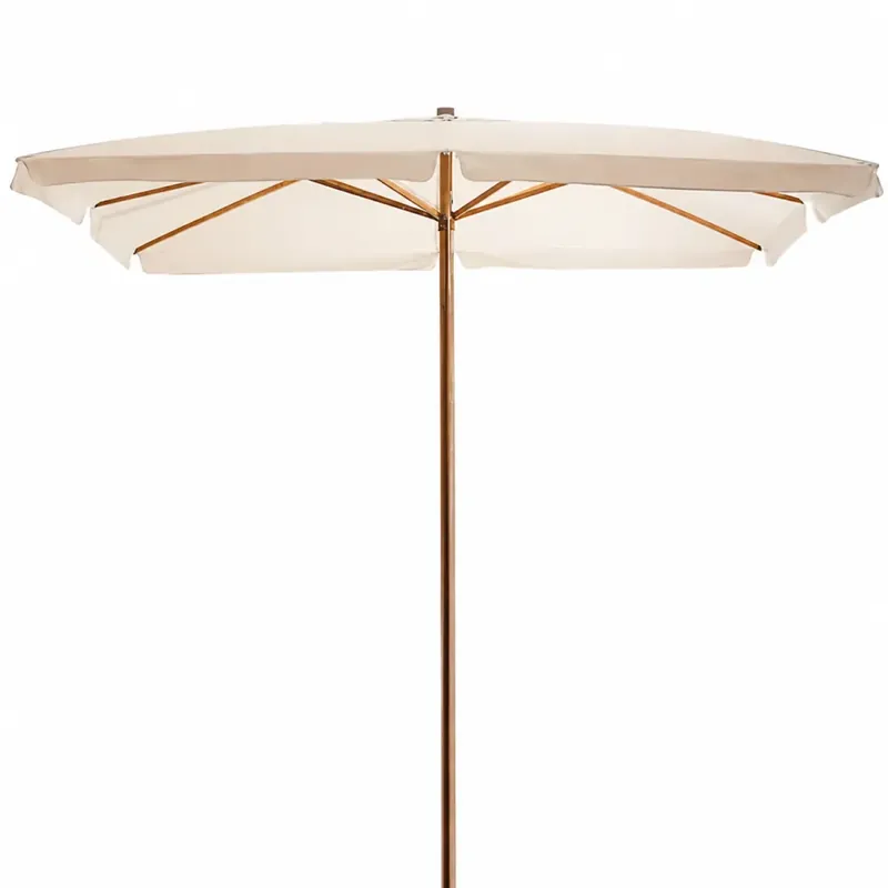 Must-Have Ombrellone in Legno 3x4 Rettangolare Ecru con Palo Centrale Giardino