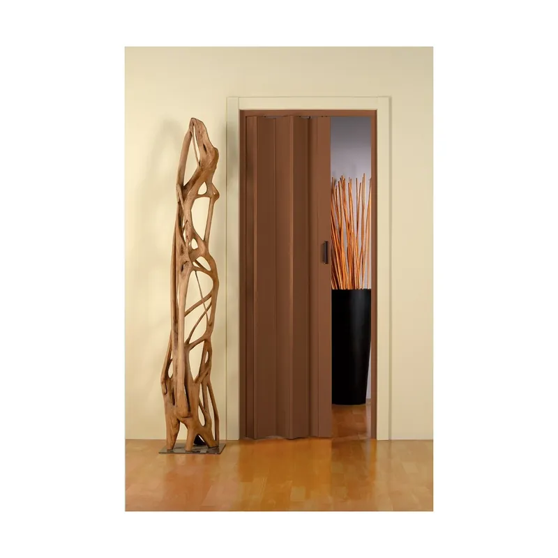Porta a Soffietto in PVC 83x214 Noce Maniglia da Interno Riducibile Su Misura Subito Disponibile