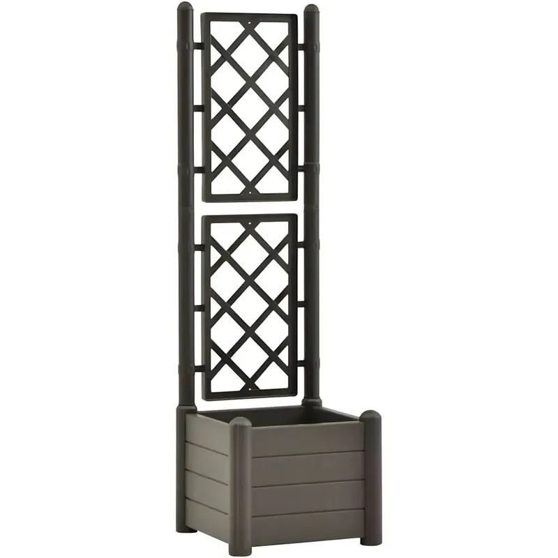 Must-Have Fioriera Quadrata 43x43 con Grigliato 140 in Plastica da Esterno Pannello Moka