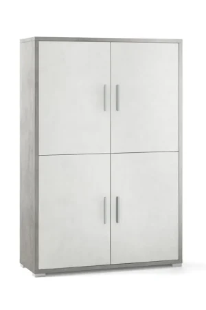 Spedizione Espresso Kit Mobile Credenza 4 Ante Ossido Grigio Archivio con Ripiani Ufficio Soggiorno