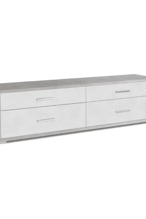 Pagamento Sicuro Mobile Moderno Porta TV 180 4 Cassetti Cemento Ossido Bianco da Soggiorno Basso