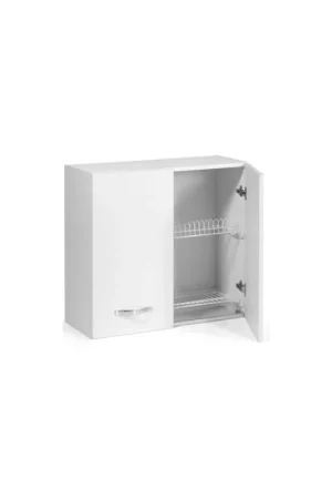 Pensile per Cucina Componibile Scolapiatti 80 cm Larghezza Legno Bianco Larice Prezzo Conveniente