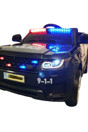 Pagamento Sicuro Macchina Elettrica Polizia per Bambini Nera a Batteria 12 V Jeep Luci Macchinina
