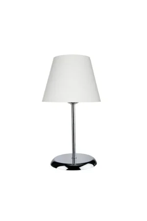 Subito Disponibile Lampada da Comodino Cromata Paralume in Tessuto E27 Bianco Tavolo Scrivania