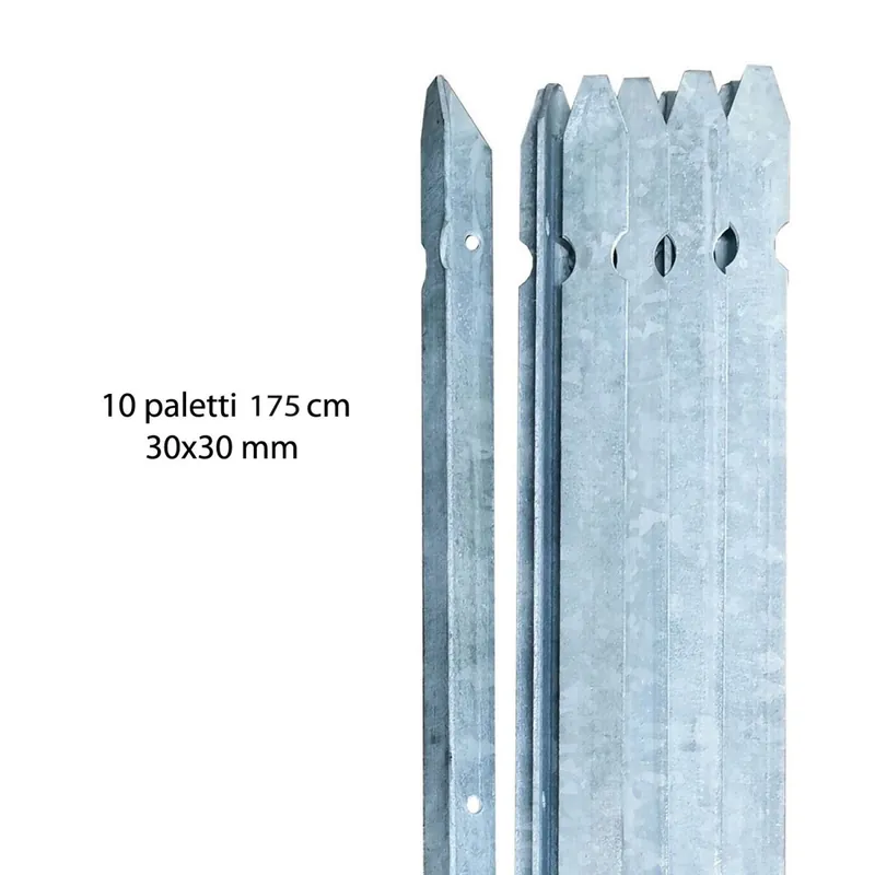 10 Paletti per Recinzione a T 175 cm 30x30 in Ferro Zincato Pali Metallo Vendita Finale