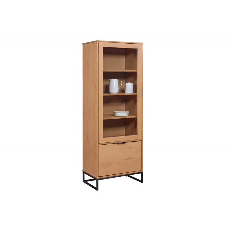 Miglior Prezzo Credenza con Anta a Vetro e Ripiani Vetrina in Legno Quercia da Ingresso