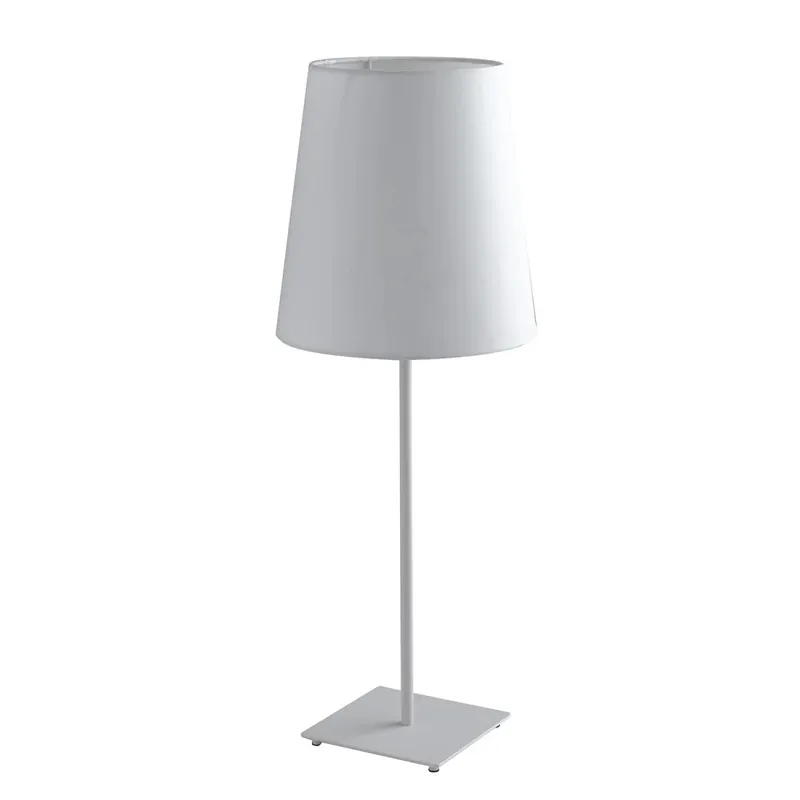 Professionale Lampada da Tavolo Moderna in Metallo Bianco con Paralume in Tessuto