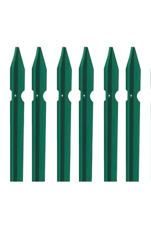 10 Paletti 225x3,5 cm in Ferro Plastificato Verde per Recinzione Offerta Speciale