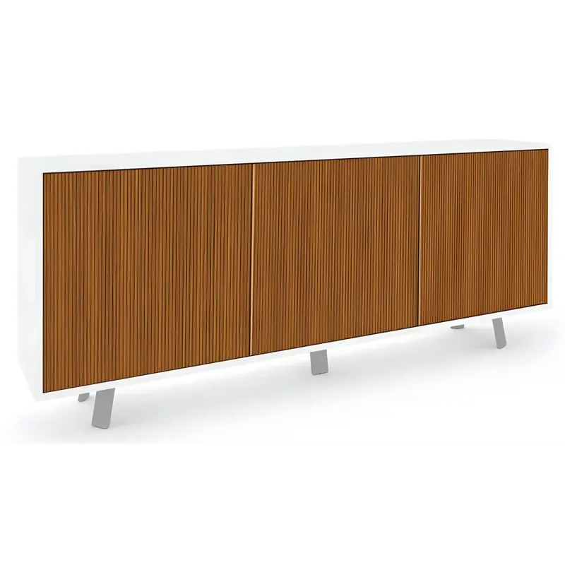 Esclusivo Mobile Soggiorno 3 Ante 177x41x74 cm Push-Pull Bianco e Rovere