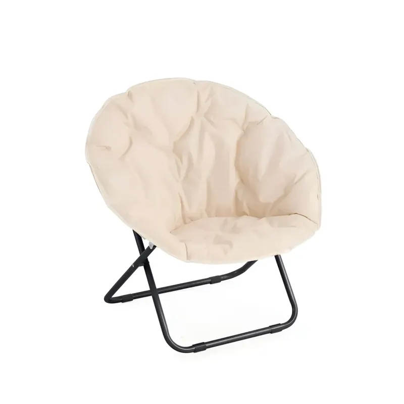 Poltrona Relax Beige in Acciaio e Poliestere da Interno ed Esterno Offerta Limitata