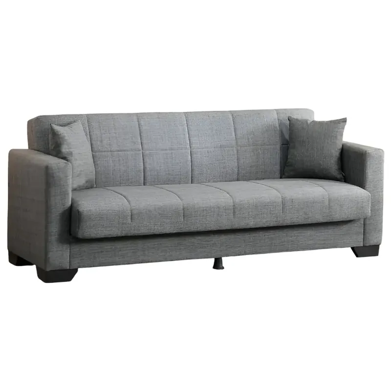 Ultimissimo Modello Divano Letto 3 Posti in Tessuto Grigio con Contenitore 213x81x83 cm