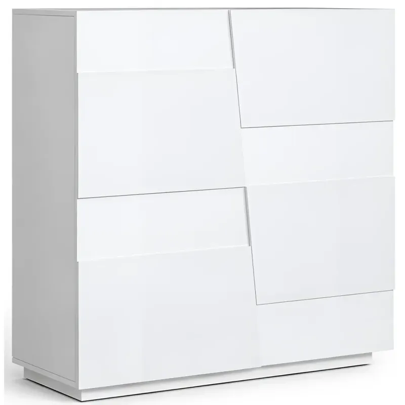 Madia Alta Bianco Laccato Credenza 4 Ante 3 Ripiani Legno Salvaspazio Nuovo Arrivo