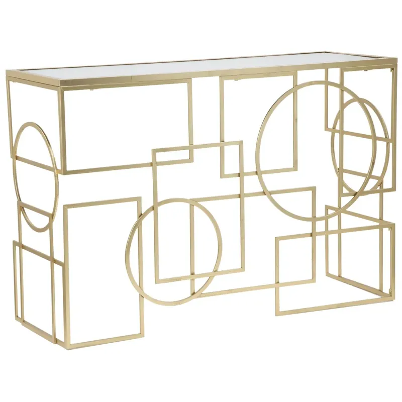 Mobile da Ingresso Metallo Oro Vetro Specchiato 120x41x81 cm Moderno Prezzo Basso