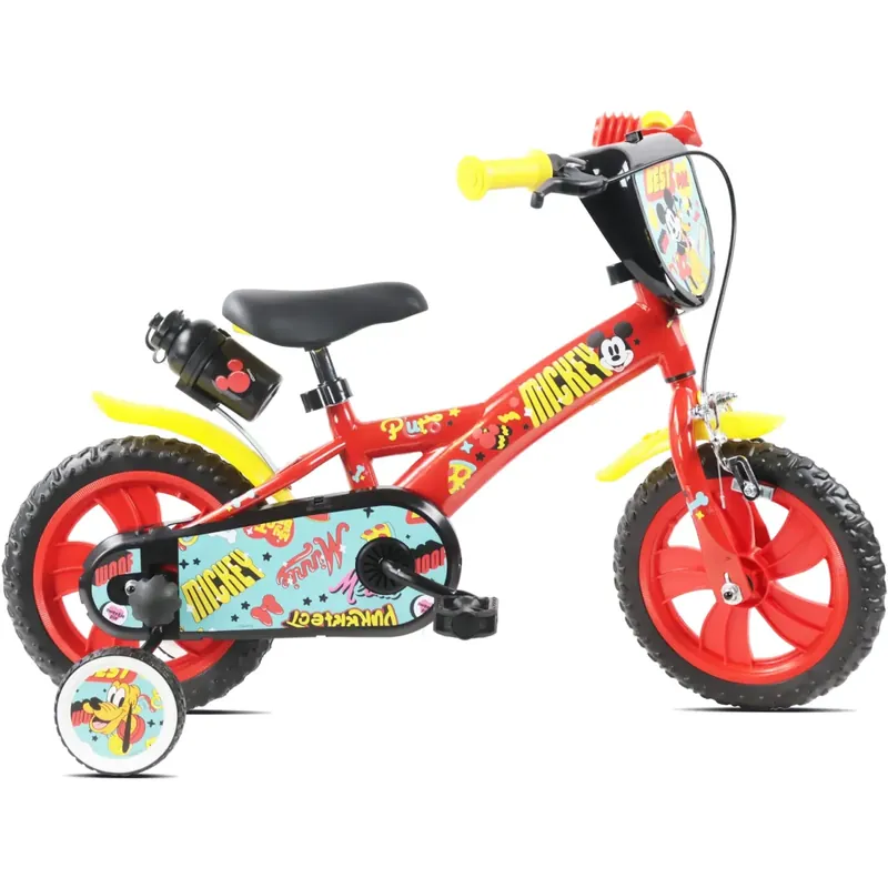 Bicicletta per Bambini 12" Topolino Disney Rosso Rotelle Borraccia Solo Oggi