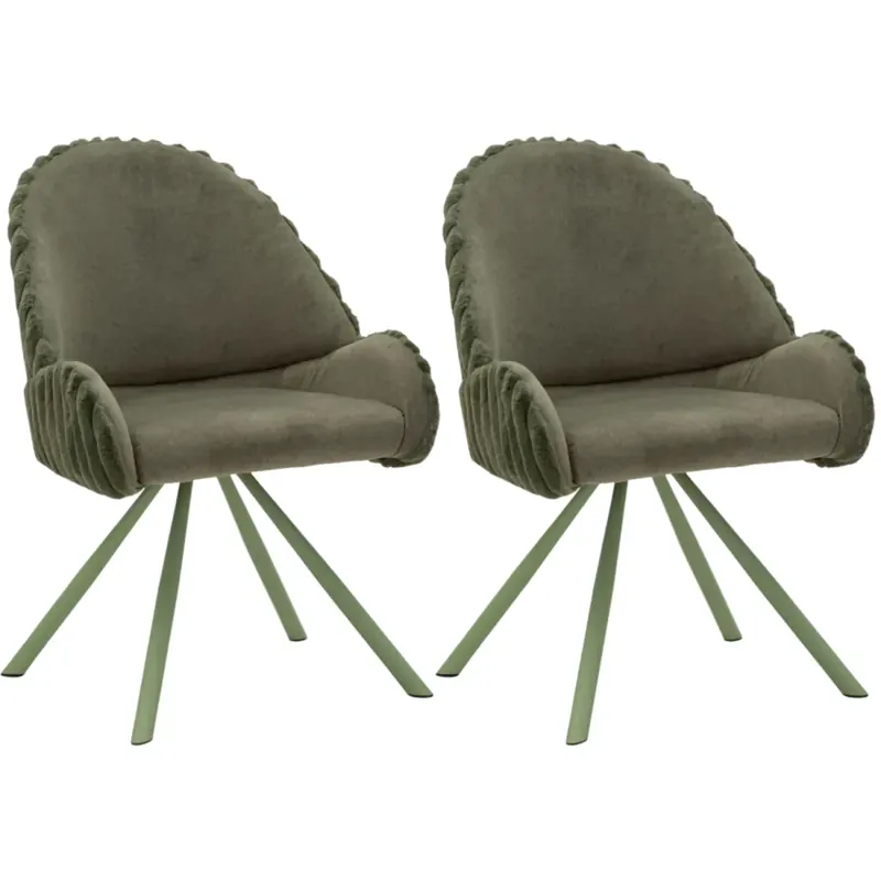 Prezzo Conveniente Set 2 Sedie da Pranzo Imbottite in Tessuto Verde Seduta 45 cm