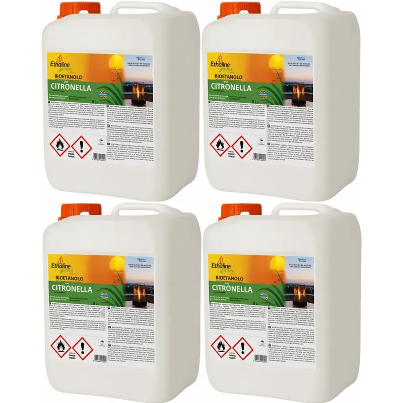4 Taniche 5L Bioetanolo con Citronella per Biocamini da Esterno Più Venduto