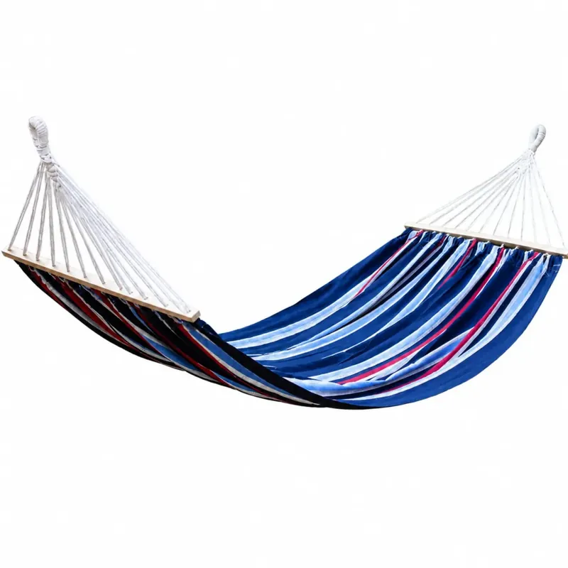 Telo Amaca Doppia Asse in Legno 150x200 cm da Esterno Cotone Blu Rosso Nuovo Arrivo