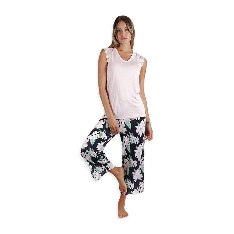 Admas Pigiama Estivo da Donna Smanicato Pantalone Lungo 55888 S25 Prezzo Ridotto