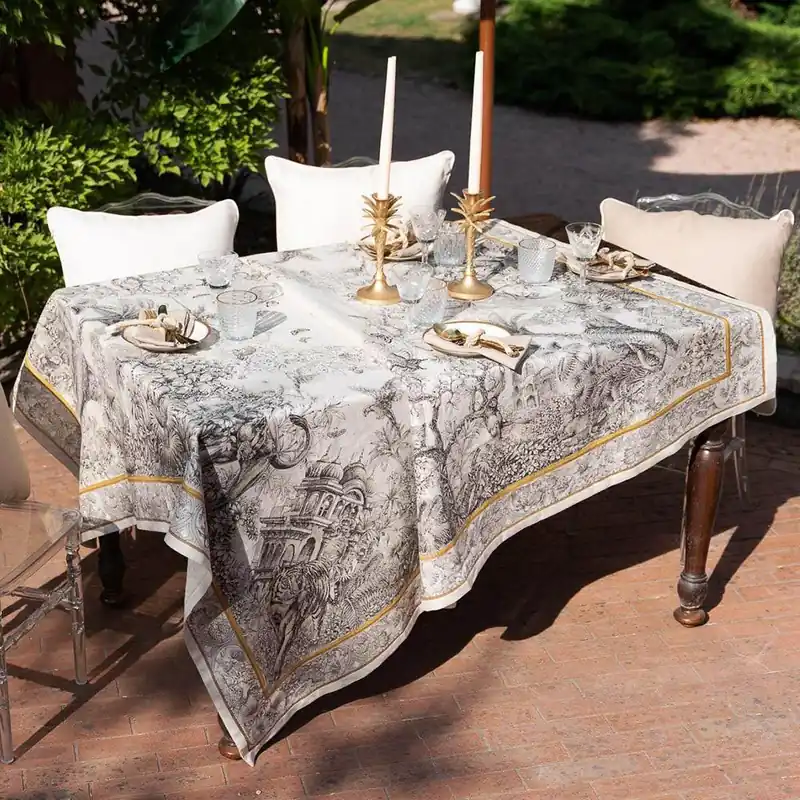 Professionale Tessitura Toscana Telerie Tovaglia da Tavola in 100% Puro lino Tantra