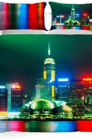 Caleffi Parure Copripiumino per Letto Matrimoniale Hong Kong stampa Digitale D85 Spedito Oggi