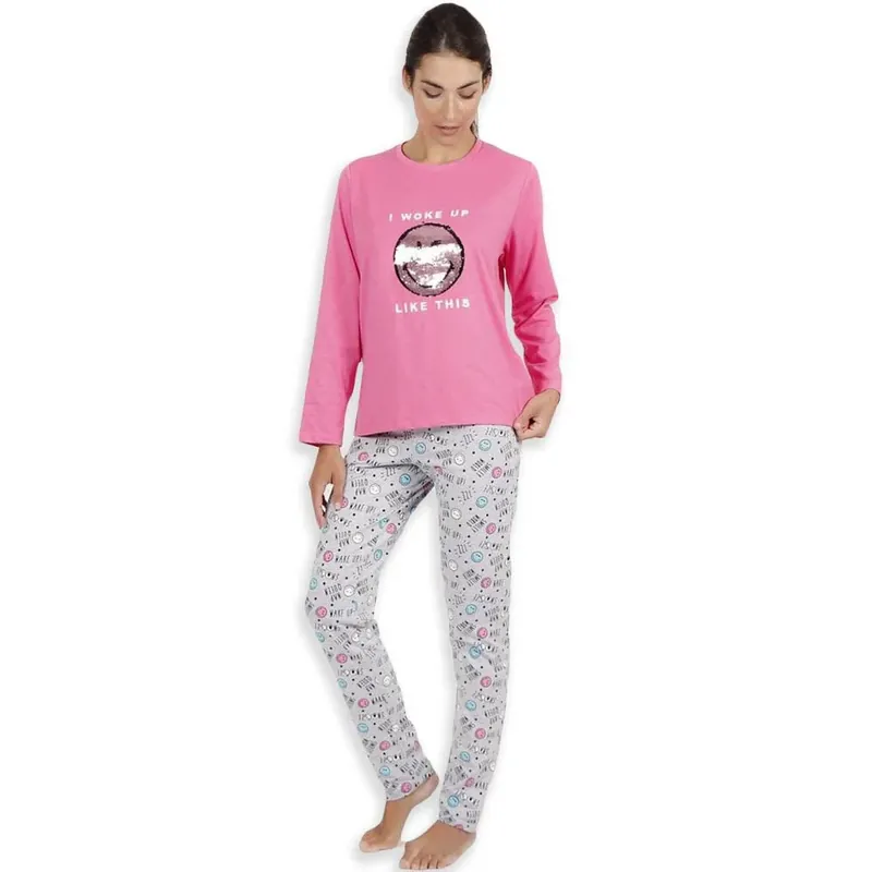 Smiley Pigiama da Donna in caldo Cotone 54741 S33 Scelto Dai Clienti