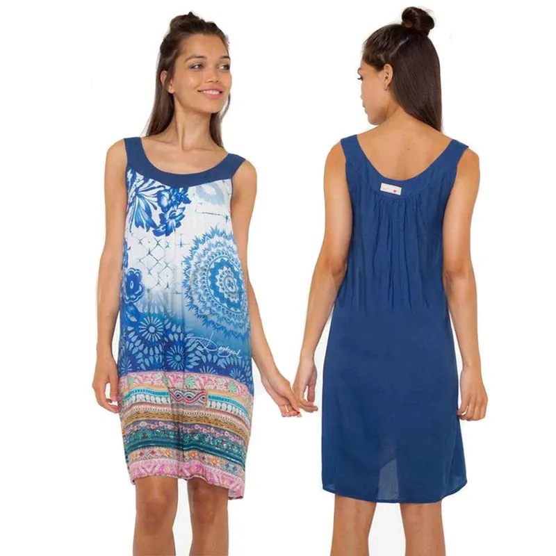 Desigual Camicia da Notte - Abito Casa Senza Maniche Exotic Jeans 72NL0D8 S58 Popolare
