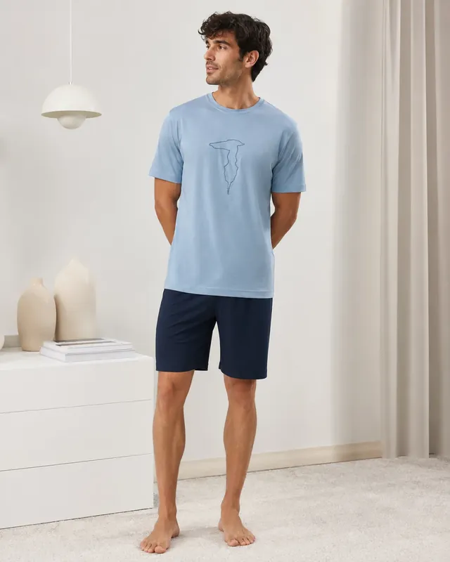 Trussardi Pigiama da Uomo Estivo Maniche Corte con Pantalone Corto NT6674 Novità