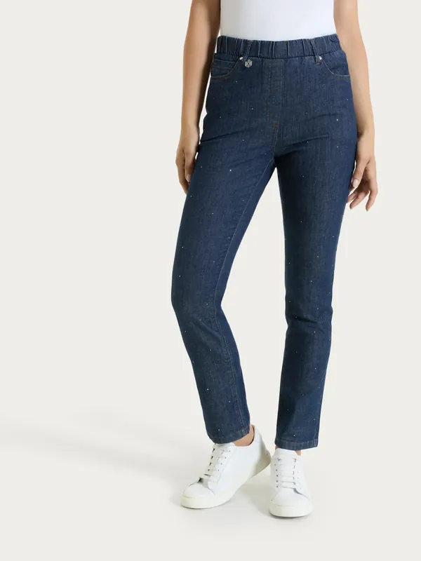 Ragno Jeans dritto con tasche e strass in Light denim DP24PP S60 Must-Have