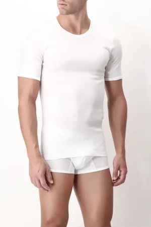 Professionale Perofil Maglia Intima da Uomo Girocollo Maniche Corte Filo Scozia V-Neck