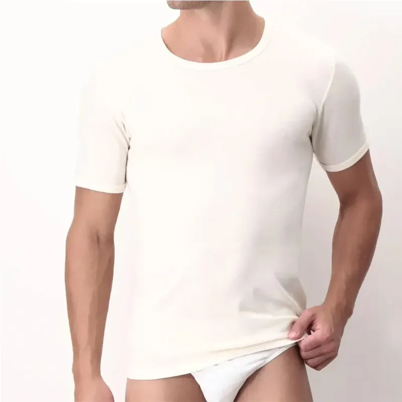 Perofil Maglia Intima da Uomo Girocollo Maniche Corte Lana/Seta/Cotone Ultima Occasione