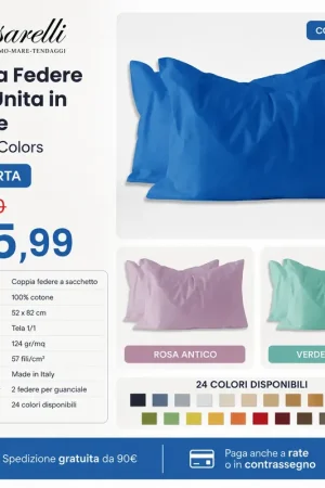 Coppia Federe Tinta Unita in Cotone MB Max Colors Occasione