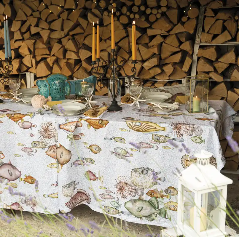 Promozione Esclusiva Tessitura Toscana Telerie Tovaglia e Runner in 100% Puro lino Reef - Varie dimensioni