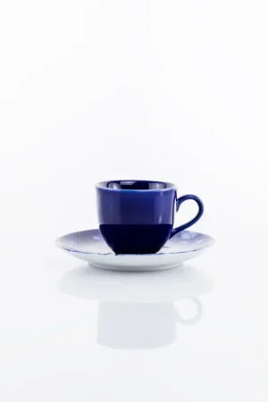 Compra Online Weissestal Set di 6 tazzine caffè in porcellana blu cobalto con piattino OCEAN