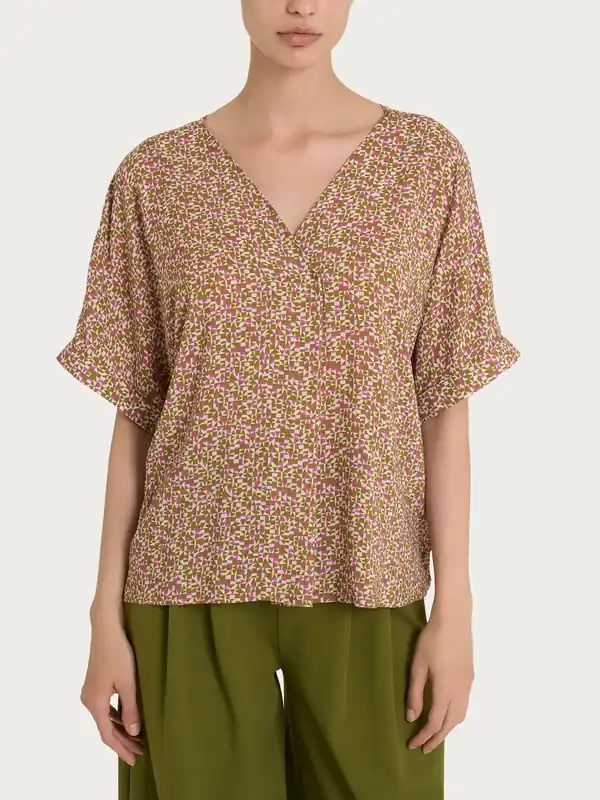 Ultime Pezzi Ragno Blusa con geometric pattern e manica kimono in Ecoseta DQ25SX 2504S30